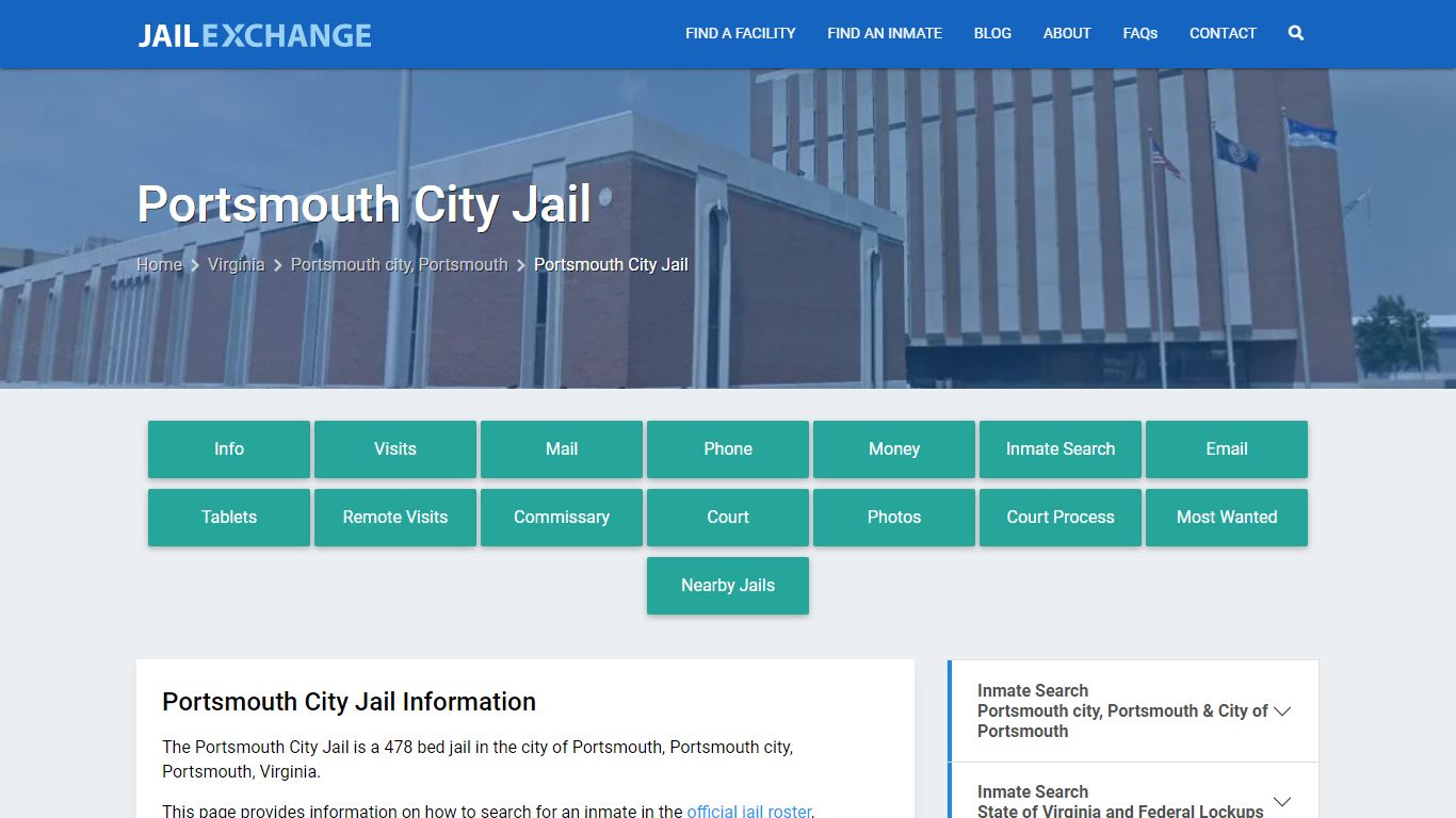 Portsmouth City Jail, VA Inmate Search, Information